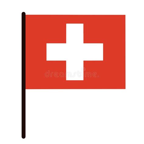 Switzerland Flag Is Rectangular State Banner On A Pole Country Symbol