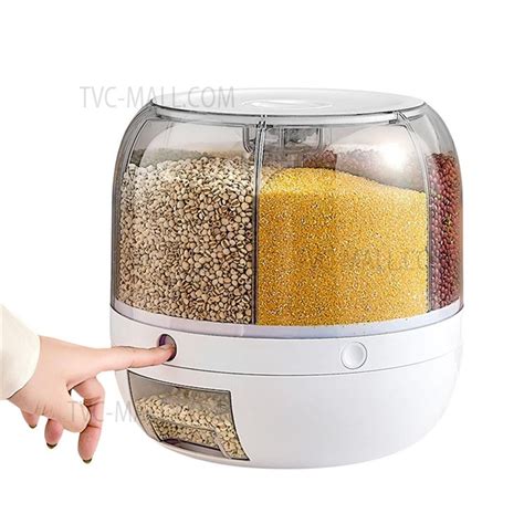 Wholesale 6 Grid Rice Dispenser Rotating Rice Storage Container Dry