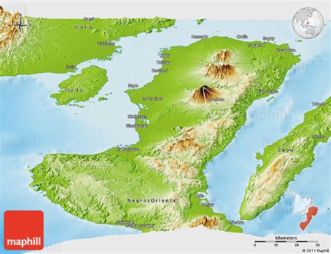 Physical Panoramic Map of Negros Occidental