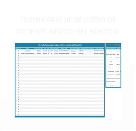 Plantilla De Formato Excel Formulario De Registro De Paciente Médico