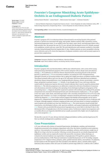 Pdf Fourniers Gangrene Mimicking Acute Epididymo Orchitis In An