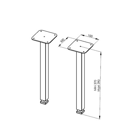 Jeu de 2 pieds réglables en métal