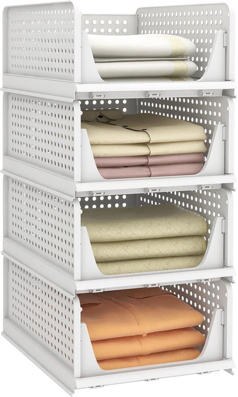 4 Pack Folding Wardrobe Storage Box Plastic Drawer