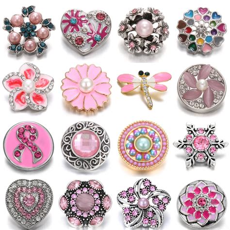 Pcs Lot New Snap Jewelry Mm Metal Snap Buttons Jewelry Rhinestone