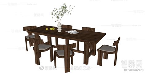 Modern Dining Table And Chairs Sketchup Model Download Model Id903239973 1miba