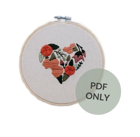 Pdf Floral Heart Embroidery Hoop Pattern