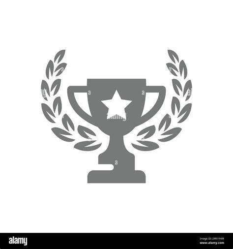 Winner Cup And Laurel Wreath Vector Icon Trophy Award With Star Filled