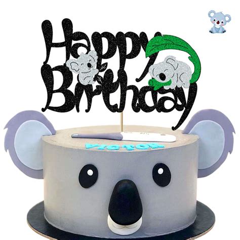 Buy Glorymoment Koala Cake Topper Birthday Glitter Happy Birthday Cake