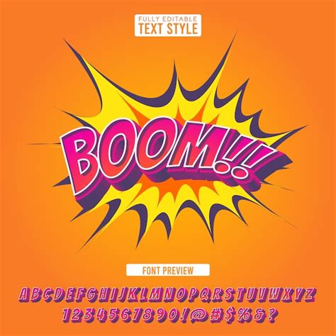 Premium Vector Creative Explosion Comic Font 3D Style Effect Cartoon