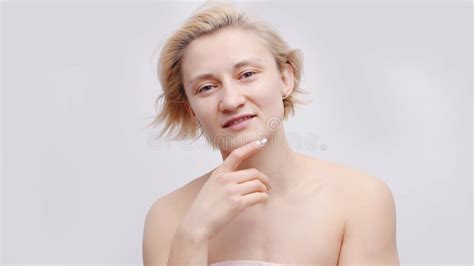 Topless Model Holding Camera Stock Image Image Of Caucasian Smile