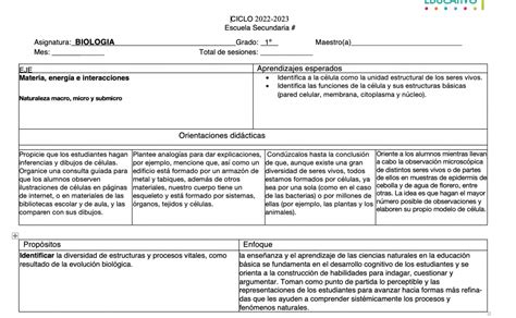 Planeación BIOLOGÍA PLAN 2017 PLAN ANALÍTICO Planeaciones México