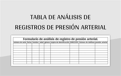 Plantilla De Excel De Presión Arterial