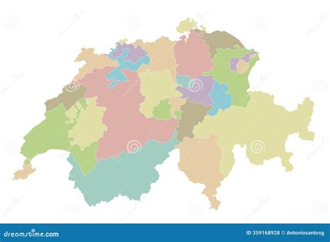 Switzerland Map Of Cantons Cartoon Vector 200452463