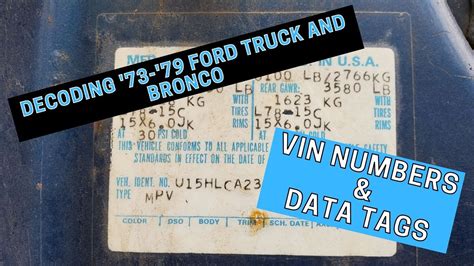 Decoding 1973 1979 Ford Truck And 1978 1979 Ford Bronco Vin Numbers