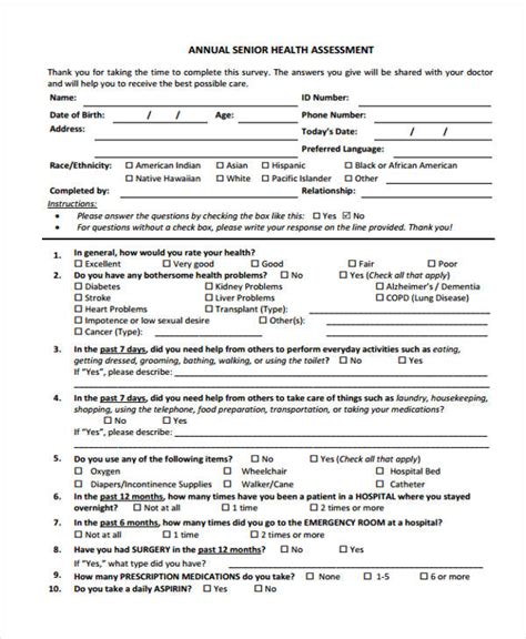 Free 39 Health Assessment Form Samples In Pdf Ms Word