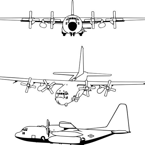 Lockheed Ac 130 Gunship Black White Vector Outline Or Line Inspire