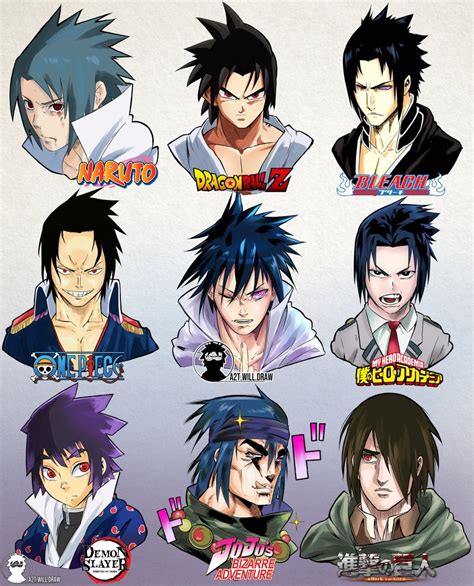 Uchiha Sasuke Jojo No Kimyou Na Bouken And More Drawn By A T Will