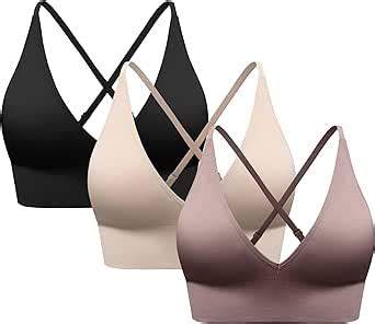 Msanya Bralette For Women Removable Padded Sports Strappy Bra Yoga