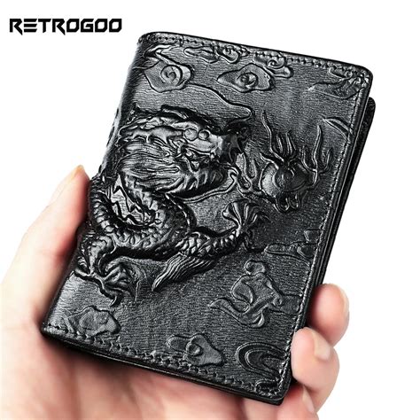 RETROGOO Cartera De Piel Aut Ntica Para Hombre Billetera Masculina De