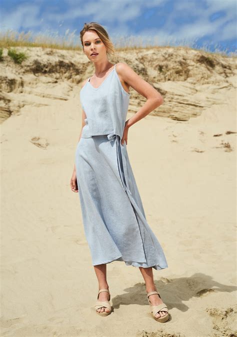 White Linen Wrap Skirt Midi Ph