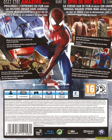 The Amazing Spider Man 2 Ps4 Back Cover