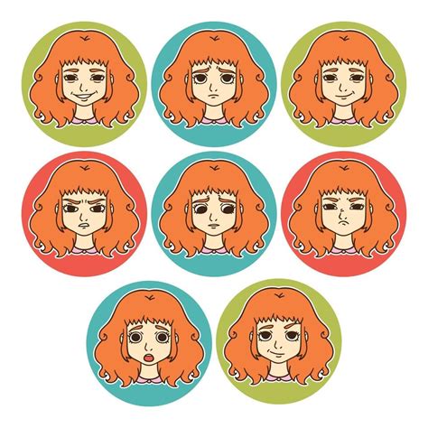 Set Of Woman S Emotions Facial Expression 2143445 Vector Art At Vecteezy