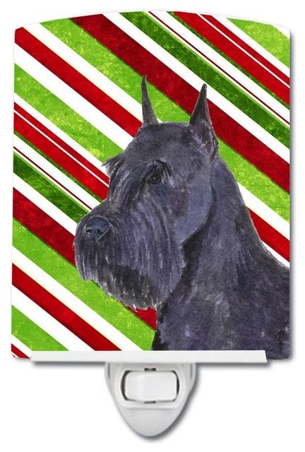 Schnauzer Candy Cane Holiday Christmas Ceramic Night Light