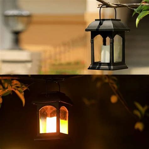 Verilux Garden Candle Lantern Solar Powered Flickering Effect Amber LED