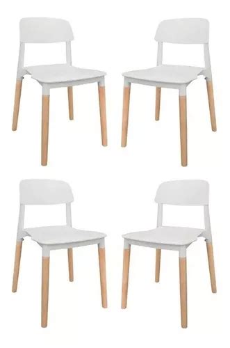 Silla Plastica Apilable Nordica X Reforzada Patas Madera