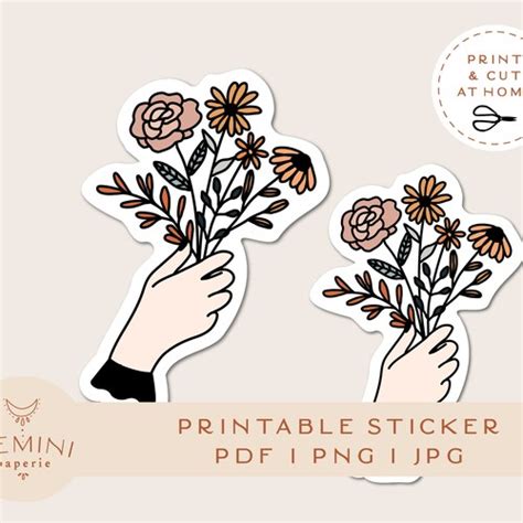 Printable Stickers Bundle Floral Vinyl Sticker Laptop Decal Etsy