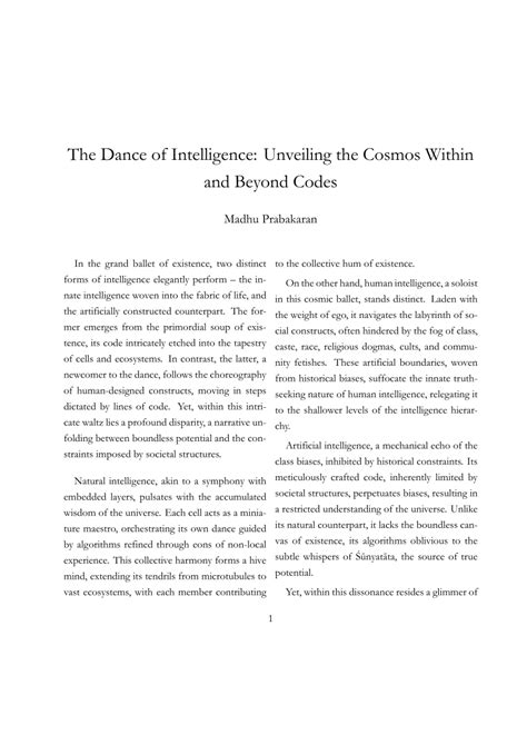 Pdf The Dance Of Intelligence Unveiling The Cosmos Within And Beyond