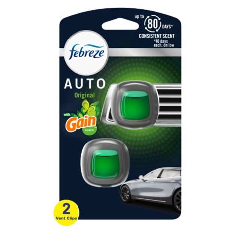 Febreze Auto Air Freshener Vent Clip Gain Original Scent Ct Fl