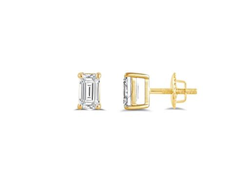 White Cubic Zirconia K Yellow Gold Studs With Velvet Gift Box Ctw