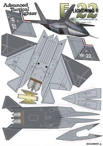 Papercraft F 22 RAPTOR Manualidades de aviones Artesanías de avión