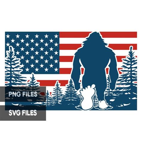 Bigfoot American Flag Svg Png Files Forest Sasquatch Patriotic Etsy Uk