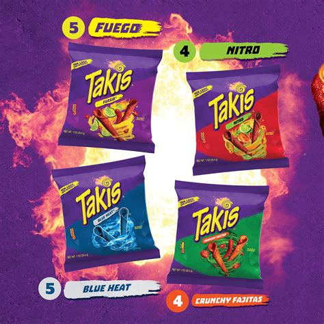 Buy Takis Rolled Tortilla Chips Four Flavor Variety Pack Fuego Nitro