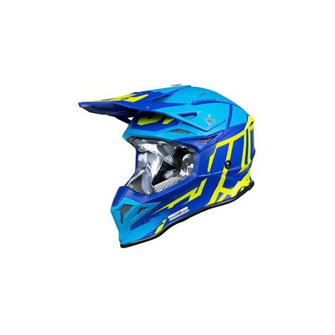 Casco De Motocross Just1 J39 Poseidon Azul Amarillo