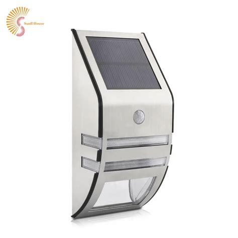 Led Pir 벽 램프 태양 벽 빛 스테인레스 스틸 복도 램프 야외 조명 방수 Ip44 야드 조명 Solar Wall Light