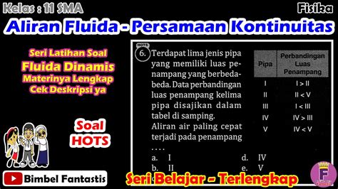 Soal HOTS Persamaan Kontinuitas Aliran Fluida Seri Belajar No