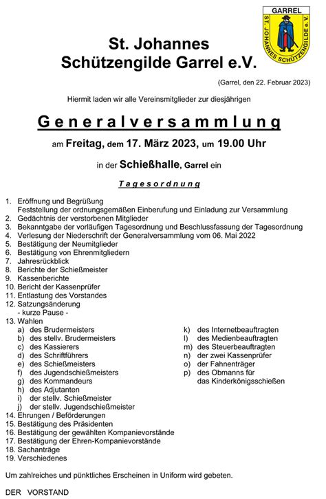 Einladung Zur Generalversammlung 2023