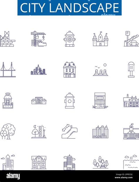 City Landscape Line Icons Signs Set Design Collection Of Urban