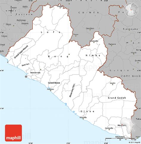 Gray Simple Map Of Liberia