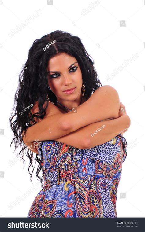 Sexy Brunette Long Hair Embracing Her Stock Photo 57552124 Shutterstock