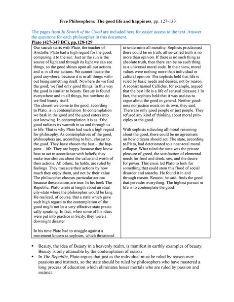 Ch7Five Philosophers - Five Philosophers: The good life and happiness
