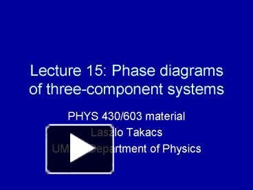 Ppt Lecture Phase Diagrams Of Three Component Systems Powerpoint