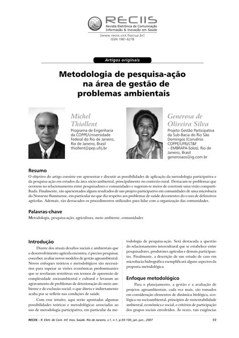 Metodologia Da Pesquisa A O Michel Thiollent Livro Resenhas De Livros