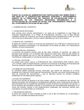 Completable En línea pliego de clausulas administrativas particulares