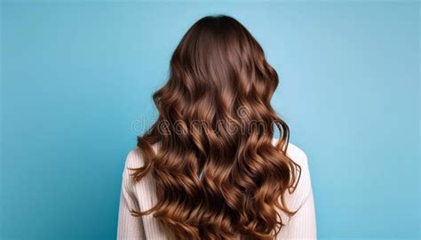 Portrait of a Beautiful Girl with Luxurious Curly Long Hair. Back View ...