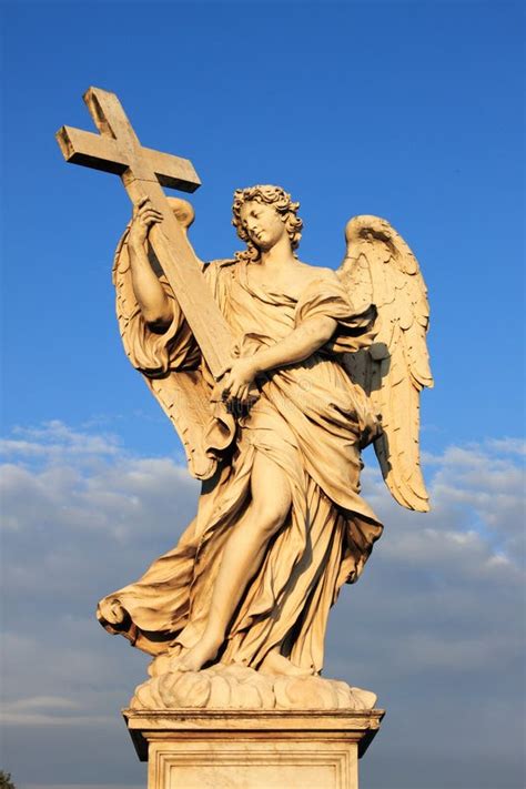 Angel Statue In Saint Angel Bridge Of Rome Stock Photo Image Of Italy