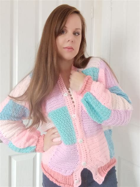 Crochet The Patchwork Cardigan Pattern Pastel Version Sizes S M Xl Xxl Xxxl Crochet Easy